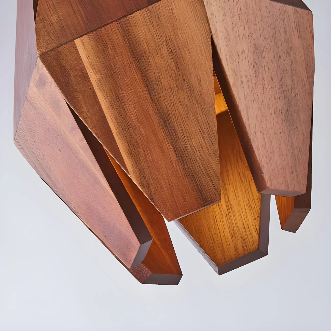 Modern Walnut Wood Geometric Indoor Wall Light Fixture Image - 8 | homeyfad