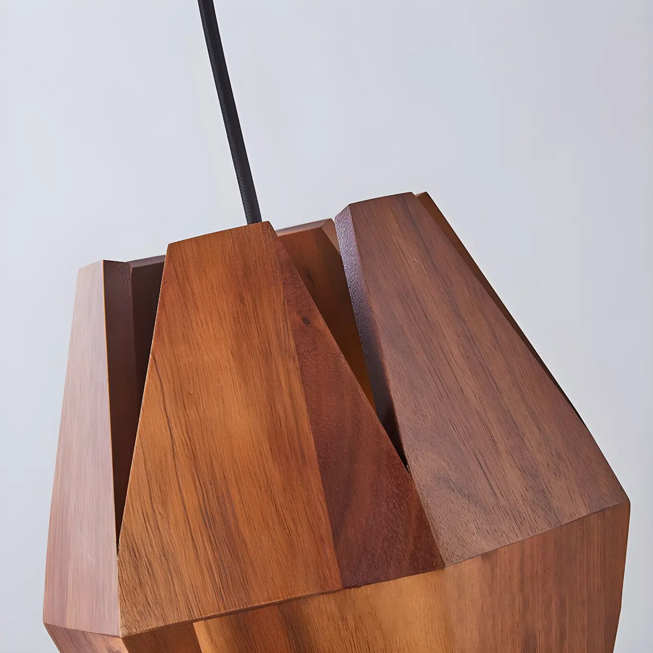Modern Walnut Wood Geometric Indoor Wall Light Fixture Image - 9 | homeyfad