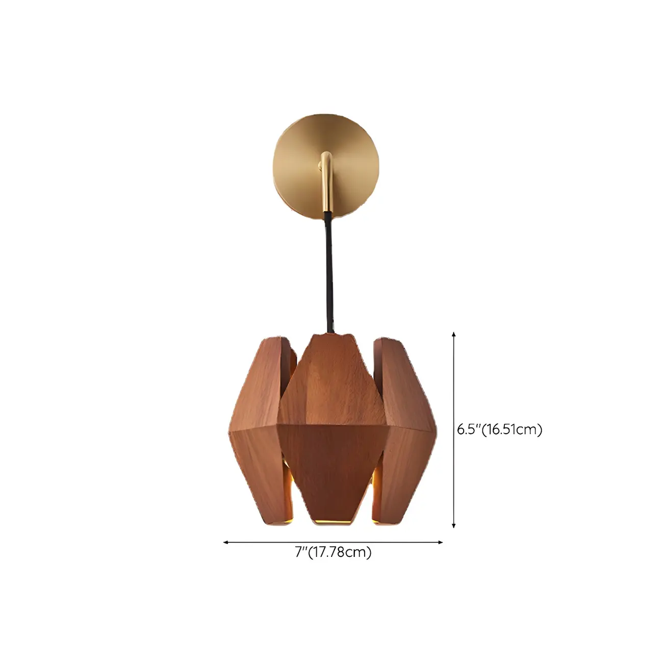 Modern Walnut Wood Geometric Indoor Wall Light Fixture #size | homeyfad