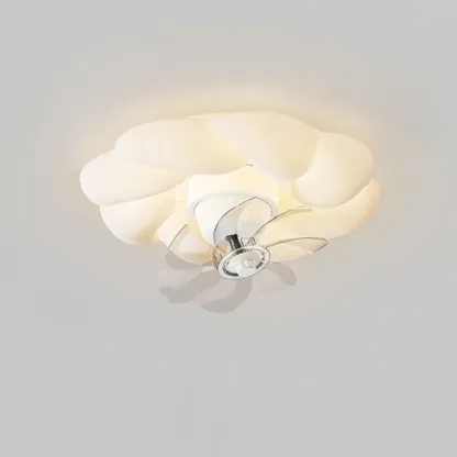 20" White Round Ceiling Fan with Dimmable Light for Bedroom