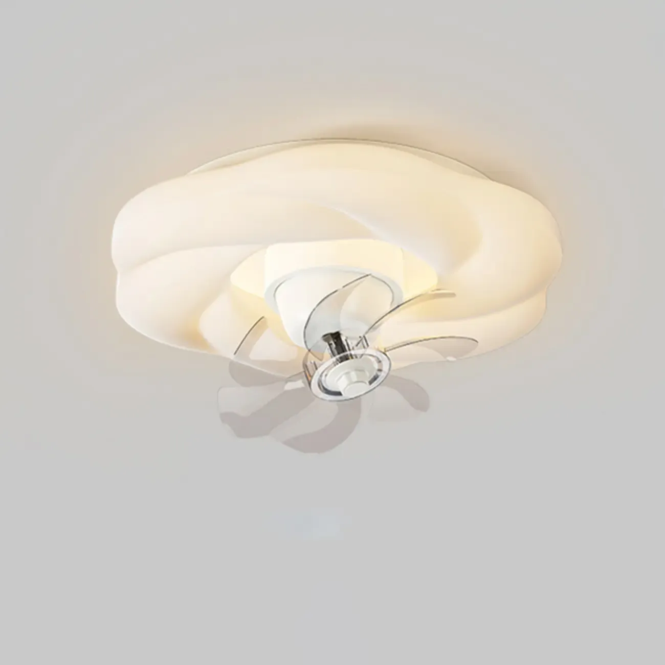 20" White Round Ceiling Fan with Dimmable Light for Bedroom