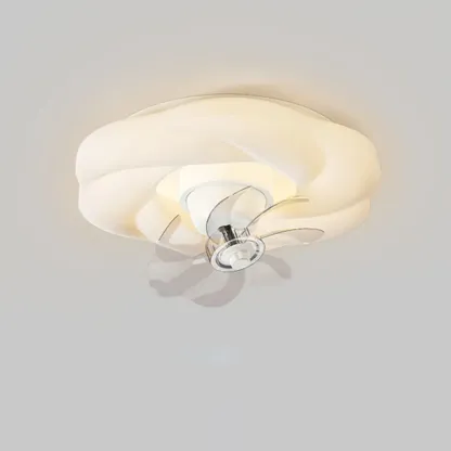 20" White Round Ceiling Fan with Dimmable Light for Bedroom