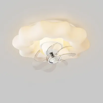 20" White Round Ceiling Fan with Dimmable Light for Bedroom