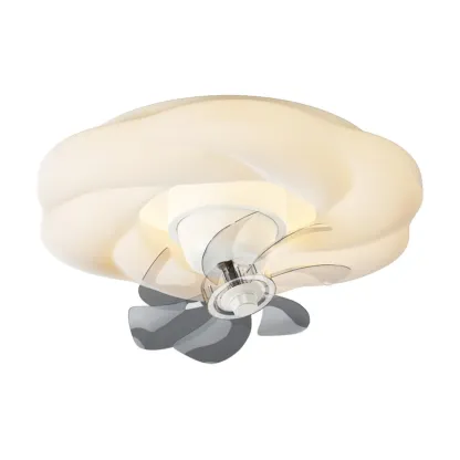 20" White Round Ceiling Fan with Dimmable Light for Bedroom