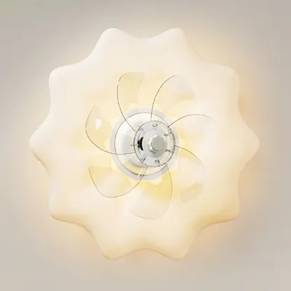 20" White Round Ceiling Fan with Dimmable Light for Bedroom