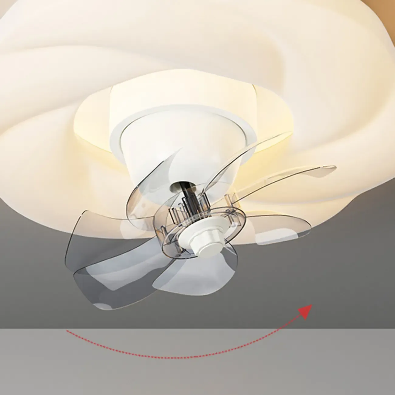20" White Round Ceiling Fan with Dimmable Light for Bedroom