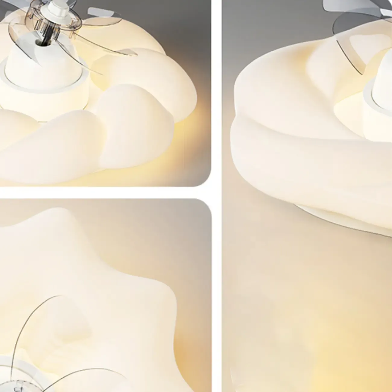 20" White Round Ceiling Fan with Dimmable Light for Bedroom
