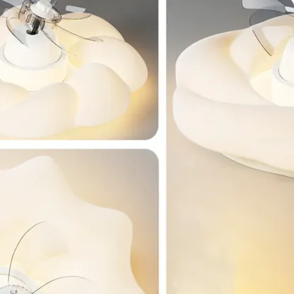 20" White Round Ceiling Fan with Dimmable Light for Bedroom