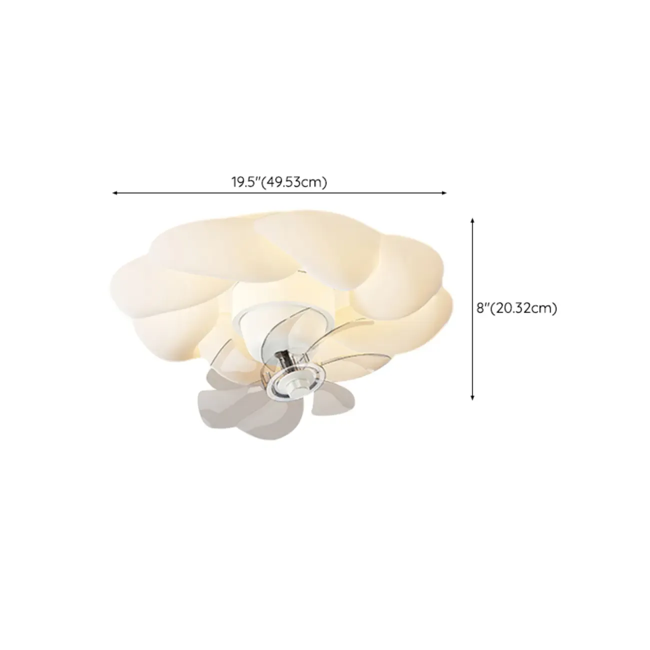 20" White Round Ceiling Fan with Dimmable Light for Bedroom