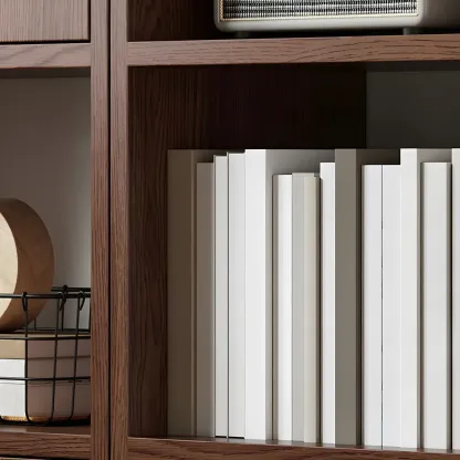 Rustic Brown Cabinets Storage Wood Bookshelf Image - 6