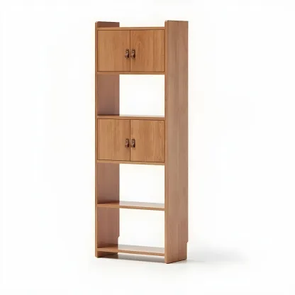 Rustic Brown Cabinets Storage Wood Bookshelf Image - 9