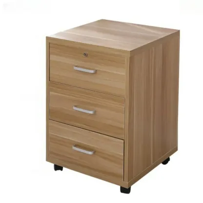 Vintage Wooden Lockable Filing Cabinet with Wheels for Home Image - 5