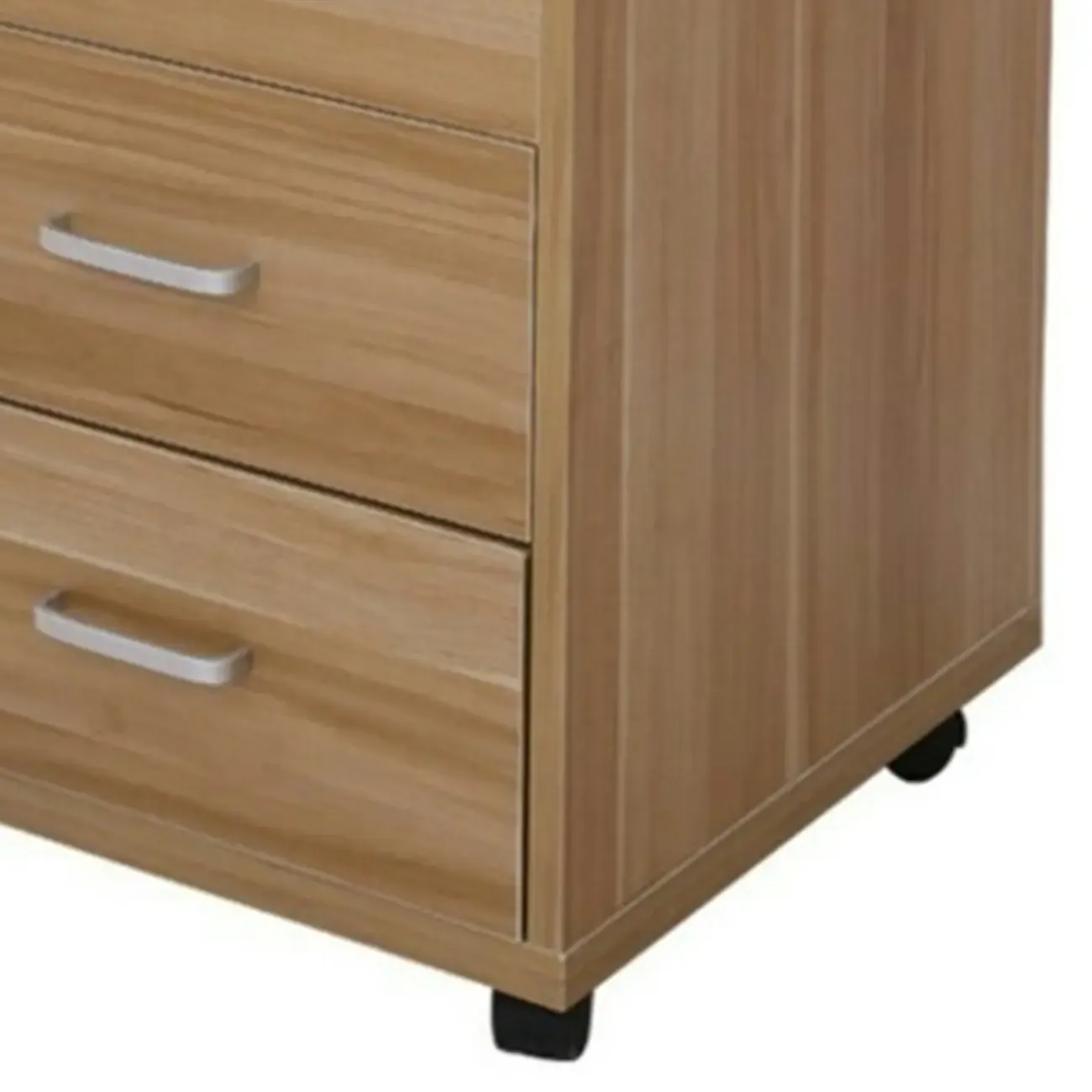 Vintage Wooden Lockable Filing Cabinet with Wheels for Home Image - 7