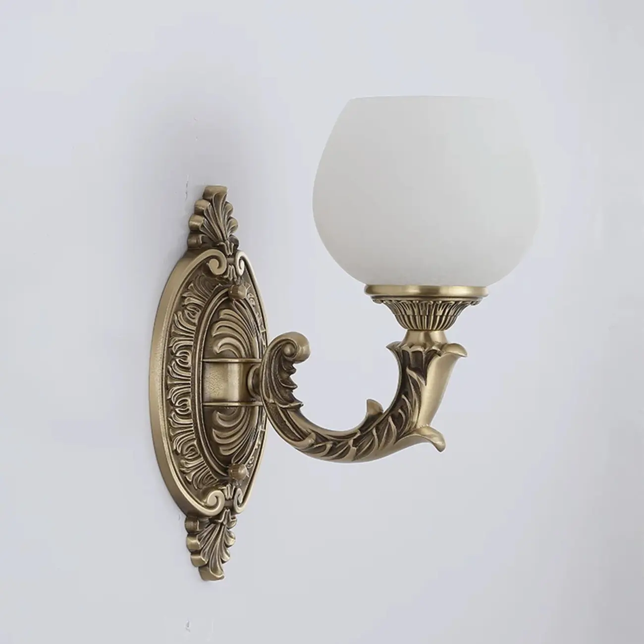 Vintage Brass Lotus Glass Shade Wall Sconce Light Image - 6 | homeyfad