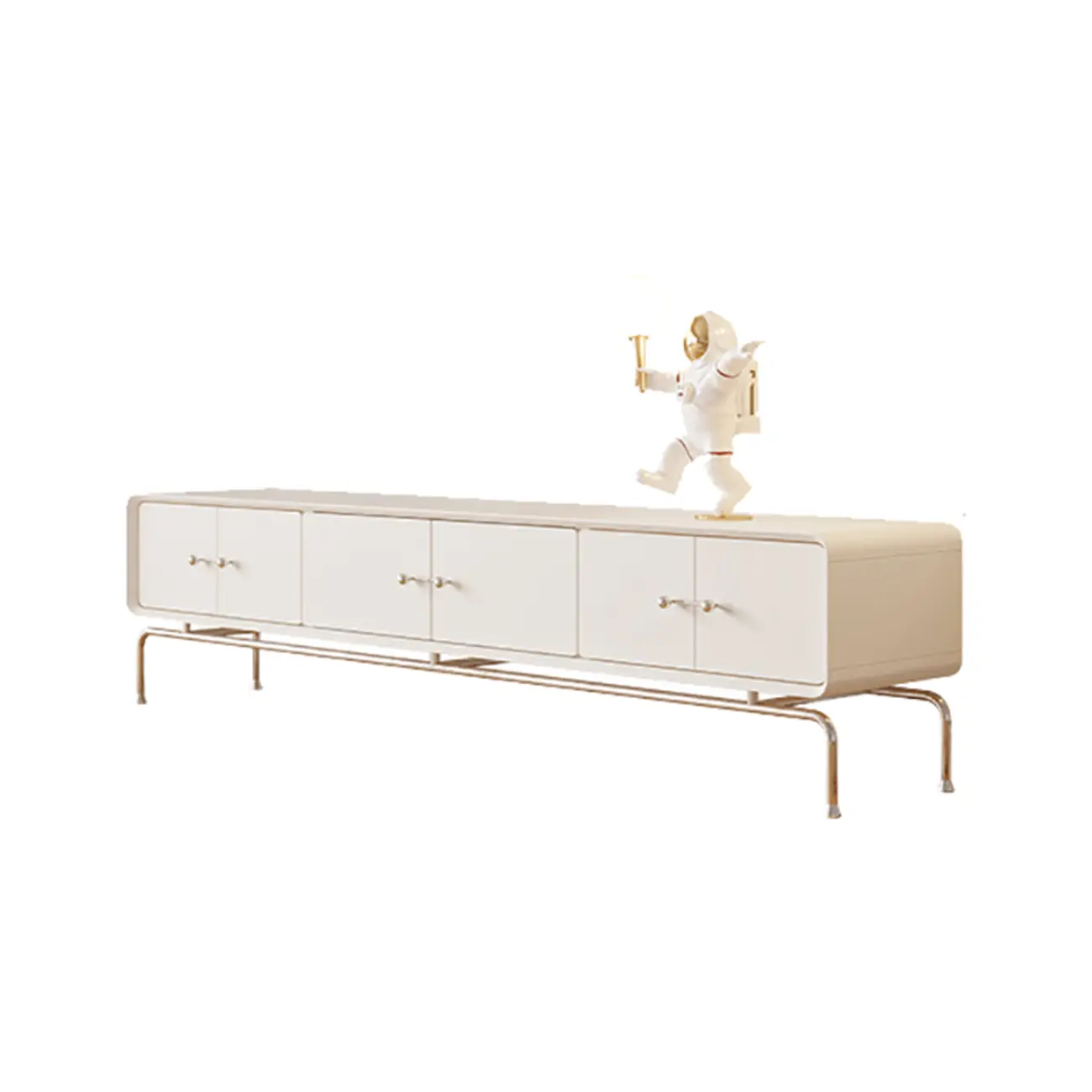 Contemporary White Wooden TV Stand with Drawers and Cabinet Image - 2 | homeyfad