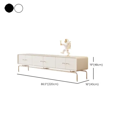 Contemporary White Wooden TV Stand with Drawers and Cabinet Image - 15