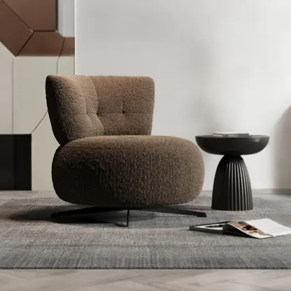 Swivel Contemporary Loop Velvet Accent Chair Pillow Included Image - 5