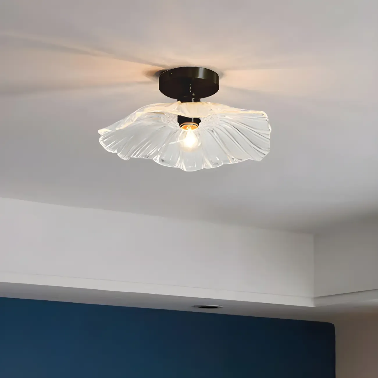 Modern Glass Semi-Flush Ceiling Light for Living Spaces Image - 1