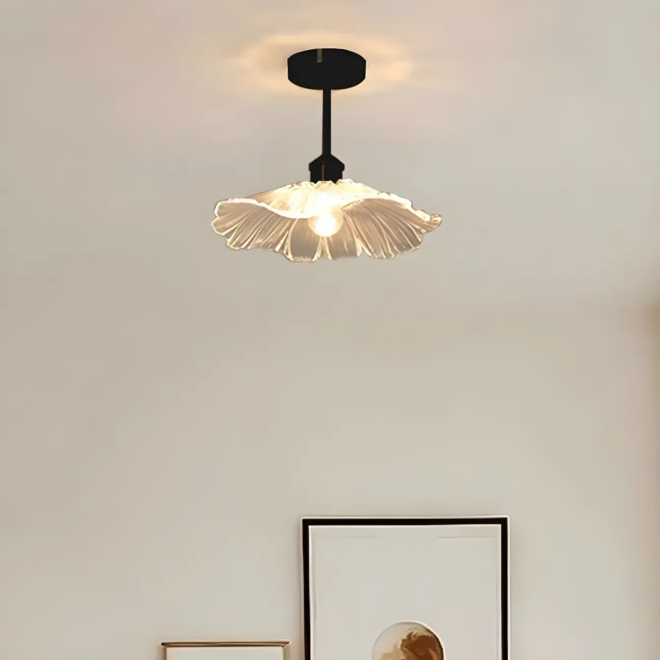 Modern Glass Semi-Flush Ceiling Light for Living Spaces Image - 8