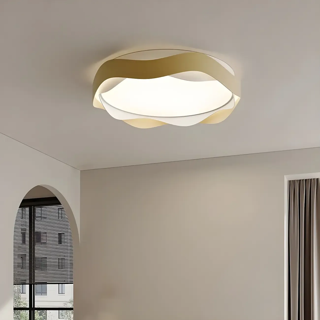 White Art Deco LED 3-Gear Dimming Flush Ceiling Light Image - 3