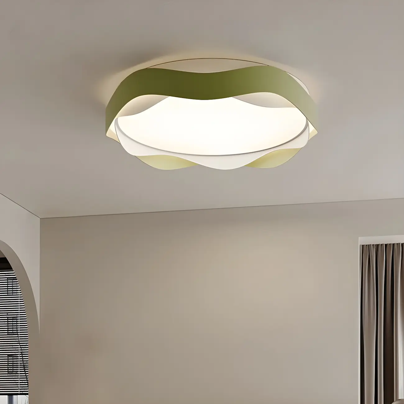 White Art Deco LED 3-Gear Dimming Flush Ceiling Light Image - 4 | homeyfad