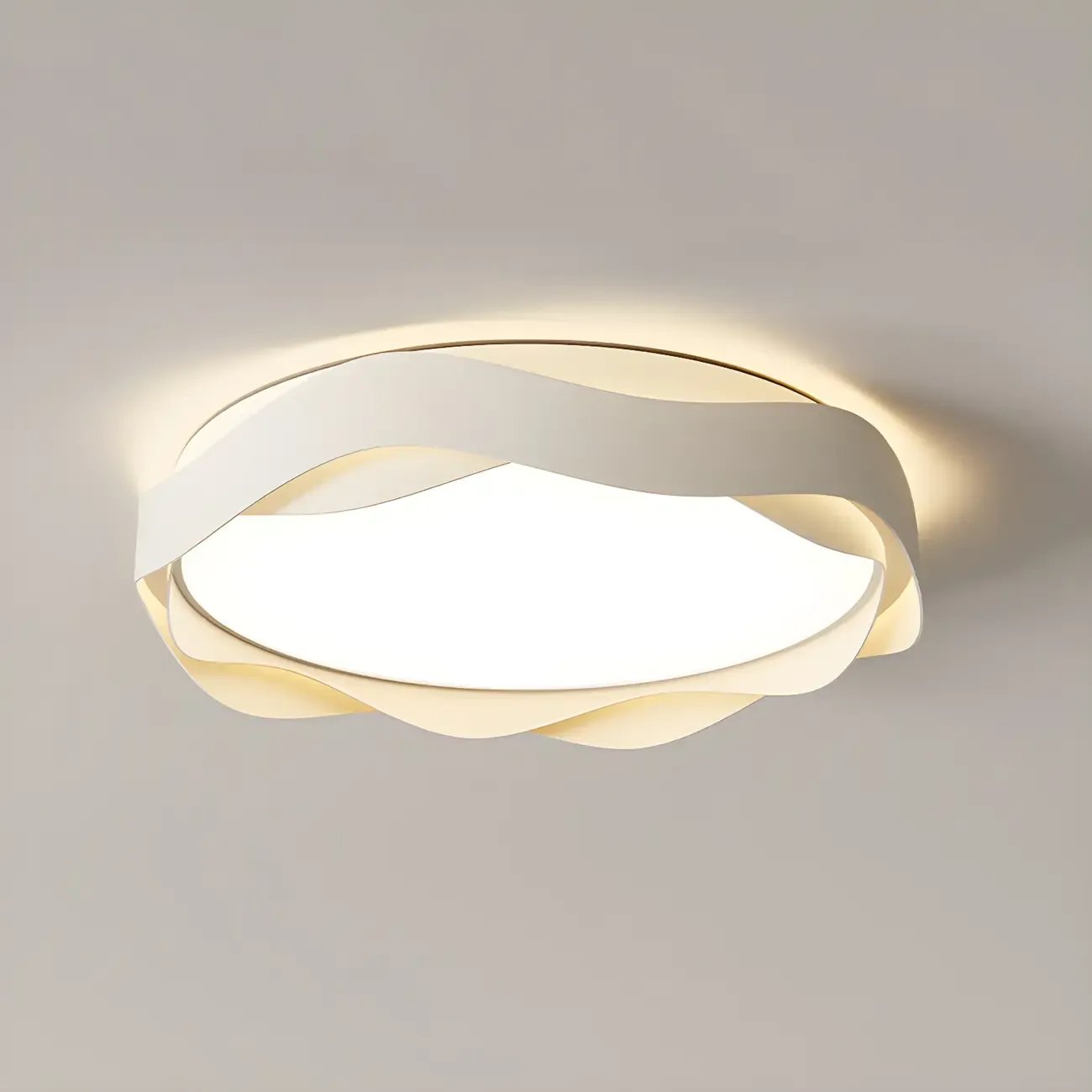 White Art Deco LED 3-Gear Dimming Flush Ceiling Light Image - 7