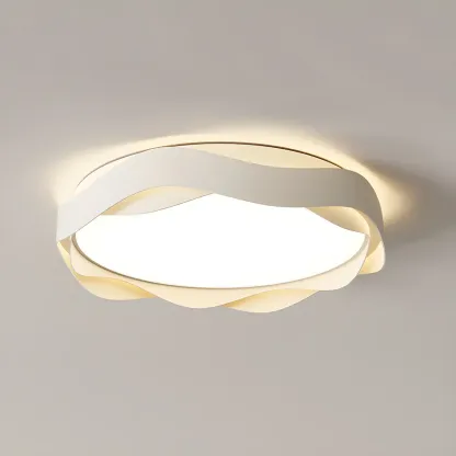 White Art Deco LED 3-Gear Dimming Flush Ceiling Light Image - 7