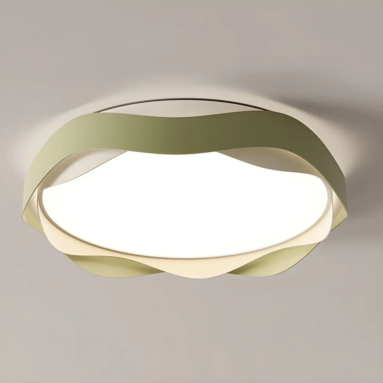 White Art Deco LED 3-Gear Dimming Flush Ceiling Light Image - 10