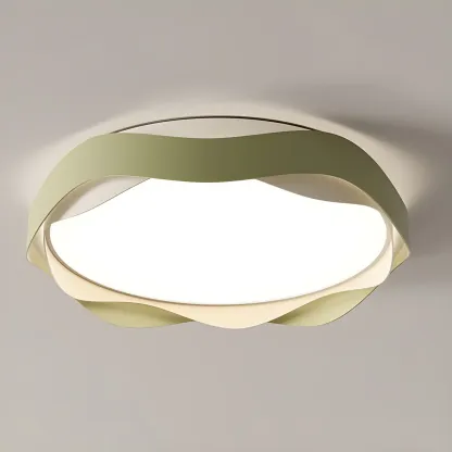 White Art Deco LED 3-Gear Dimming Flush Ceiling Light Image - 10