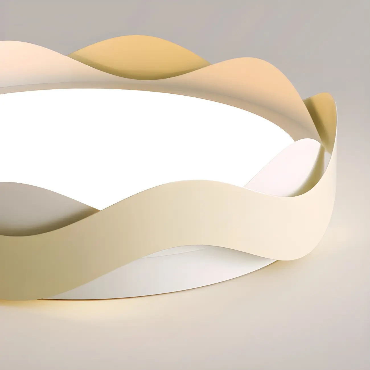 White Art Deco LED 3-Gear Dimming Flush Ceiling Light Image - 12 | homeyfad