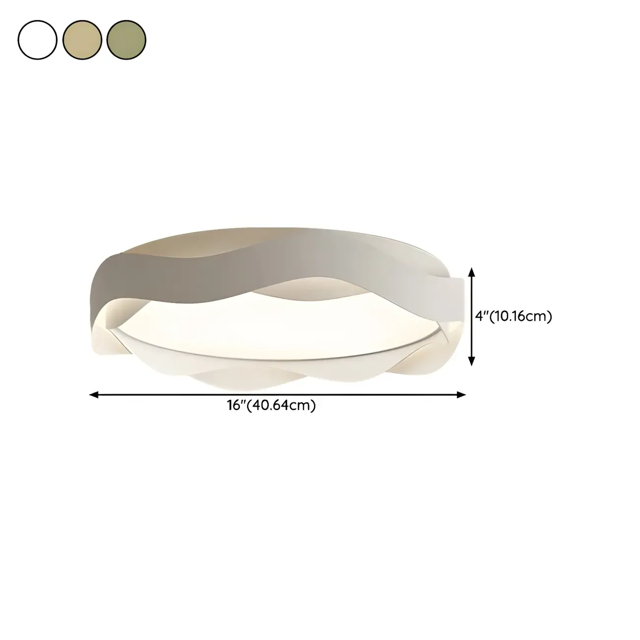 White Art Deco LED 3-Gear Dimming Flush Ceiling Light #size