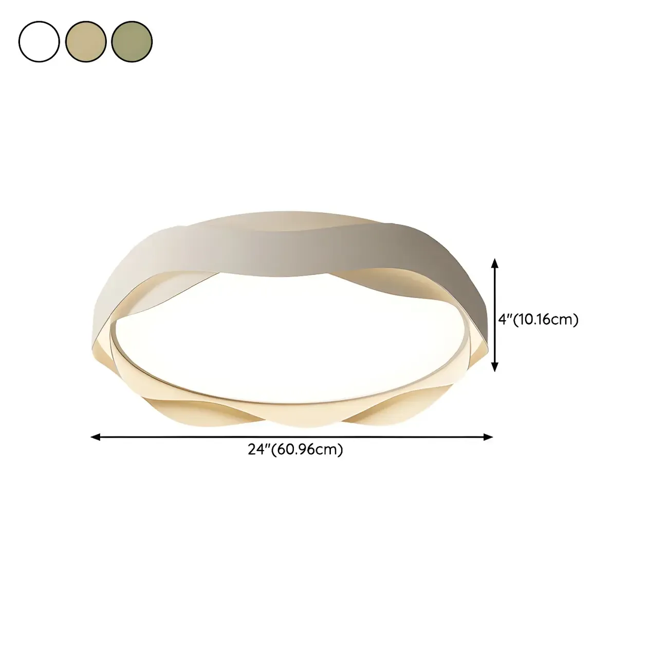 White Art Deco LED 3-Gear Dimming Flush Ceiling Light Image - 16