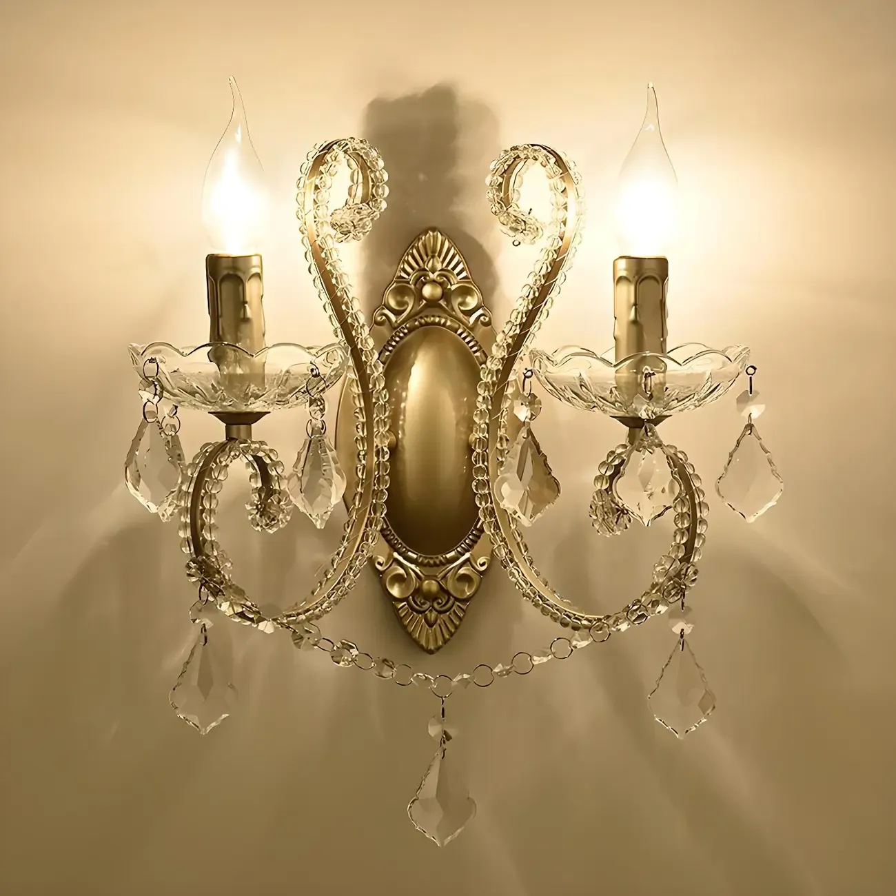 1/2 Light Vintage Candle Crystal Wall Sconce for Hallway
