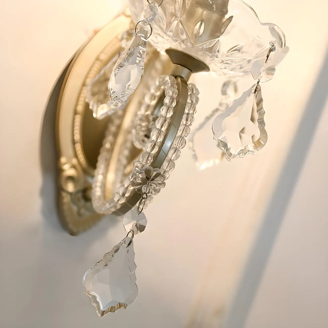 1/2 Light Vintage Candle Crystal Wall Sconce for Hallway | homeyfad