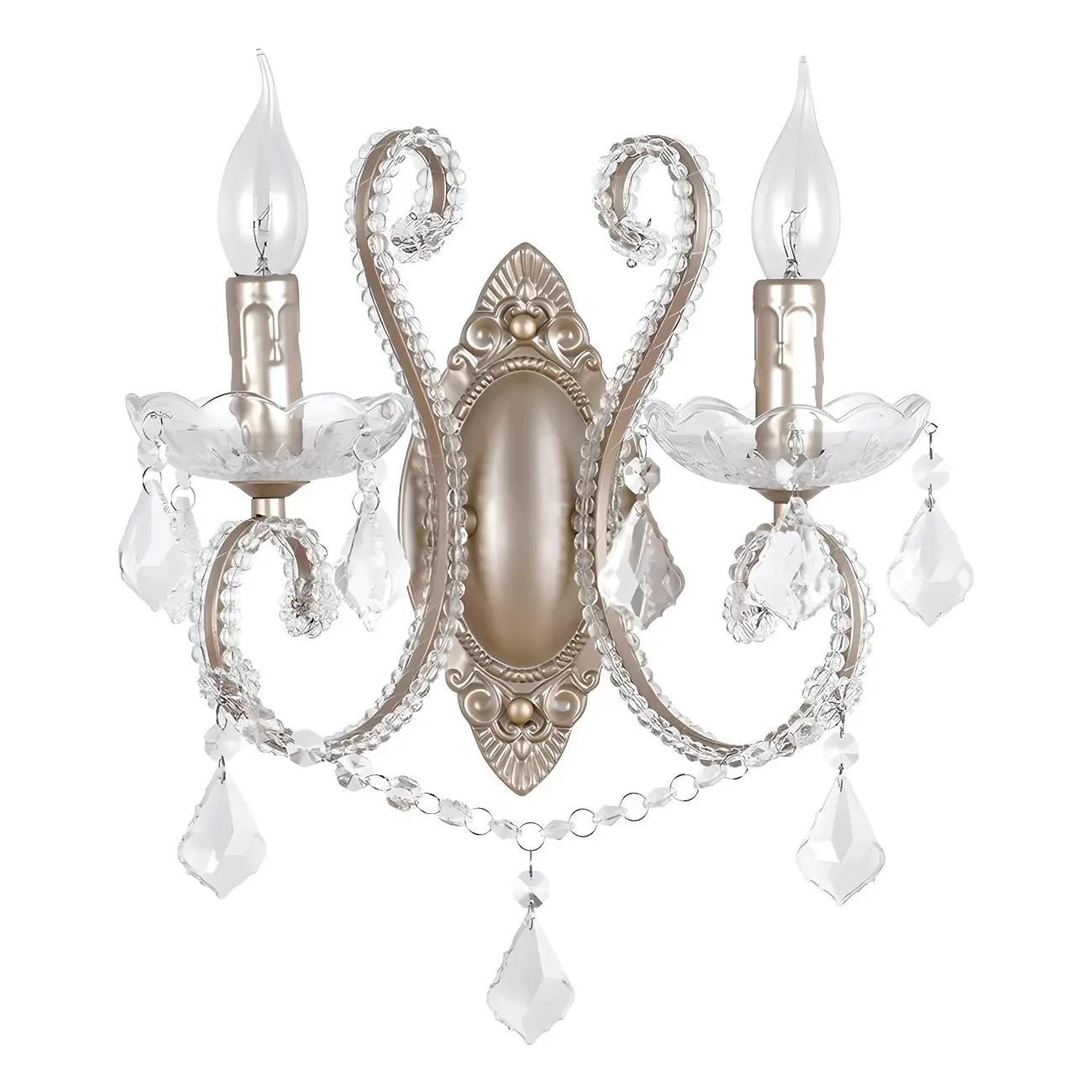 1/2 Light Vintage Candle Crystal Wall Sconce for Hallway | homeyfad
