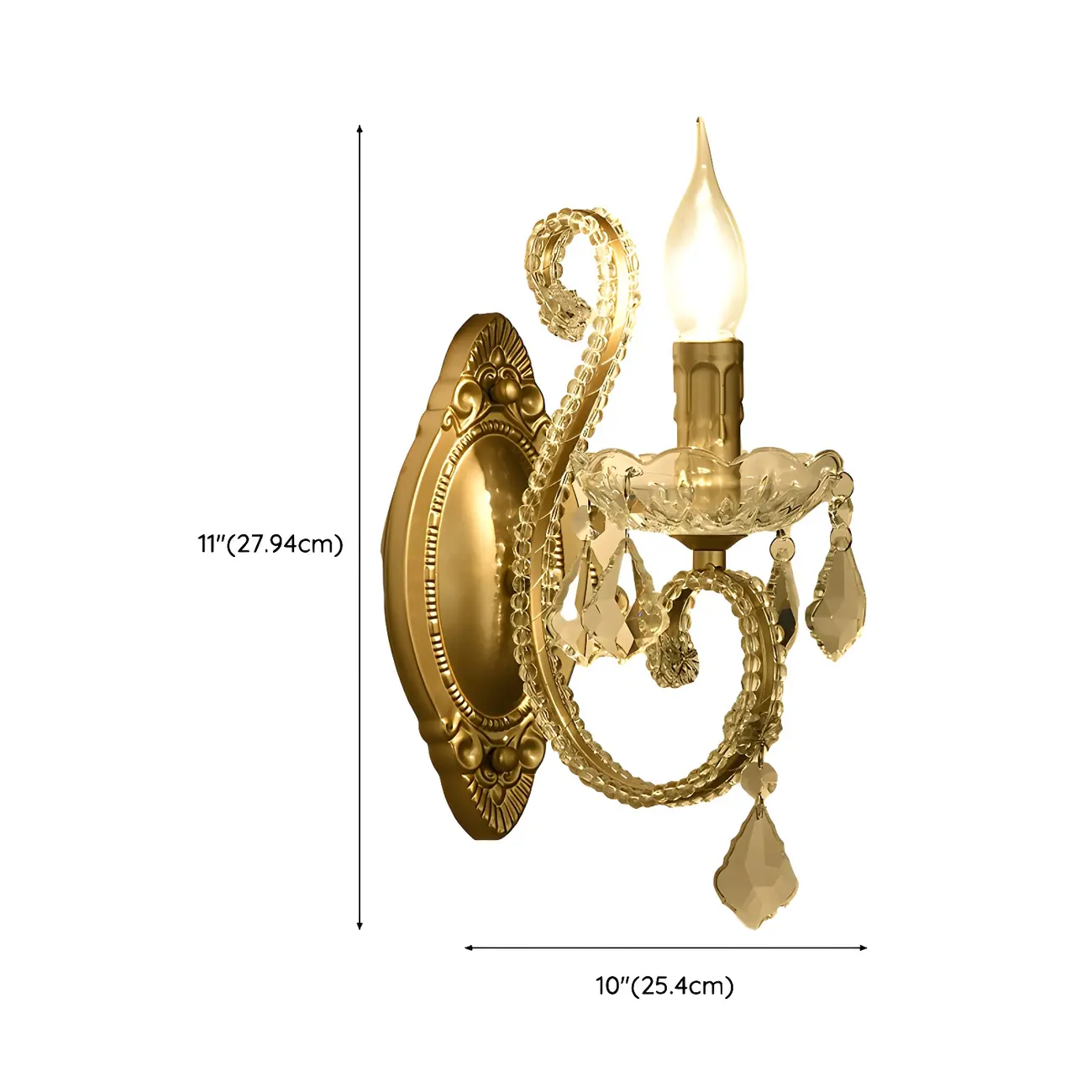 1/2 Light Vintage Candle Crystal Wall Sconce for Hallway | homeyfad