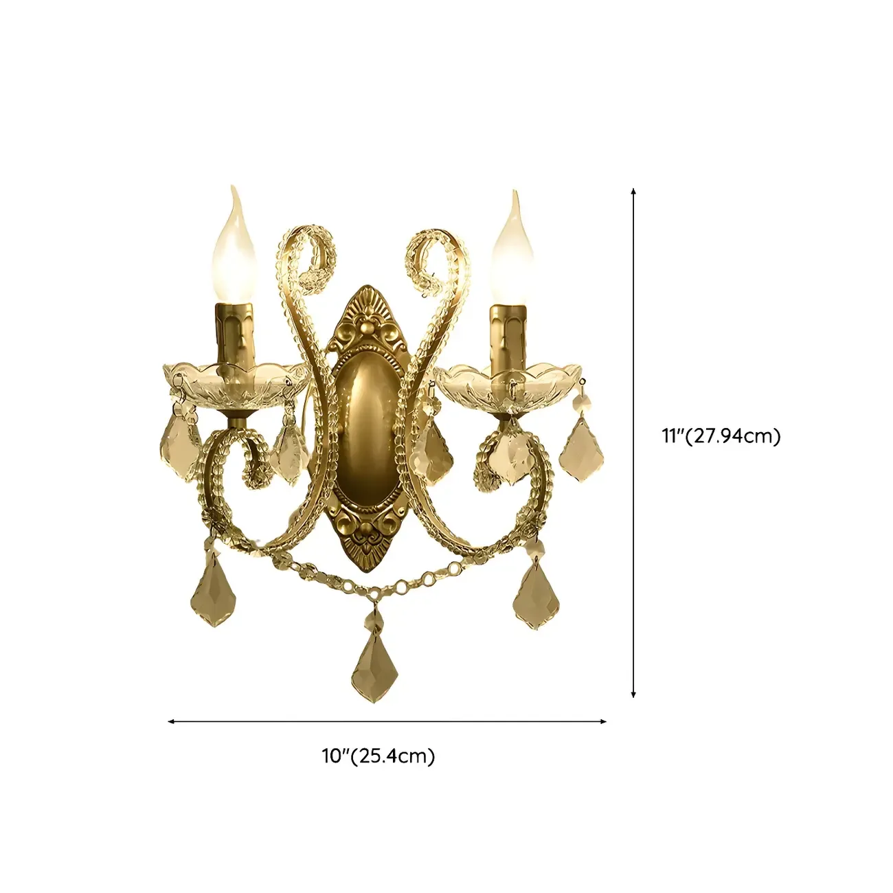 1/2 Light Vintage Candle Crystal Wall Sconce for Hallway