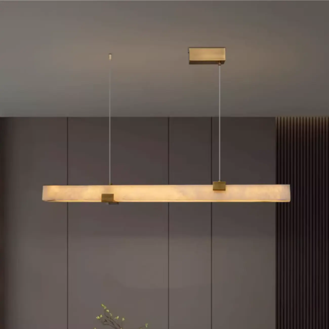 Alabaster Minimalist Slim Linear Pendant Island Light Image - 1 | homeyfad