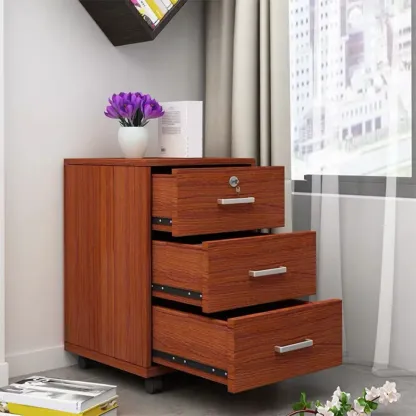 Minimalist Wooden Lockable Office Filing Cabinet with Wheels Image - 1