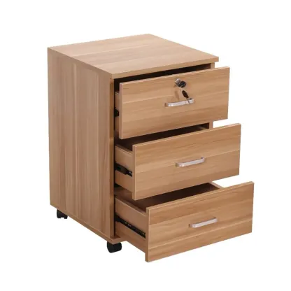 Minimalist Wooden Lockable Office Filing Cabinet with Wheels Image - 5