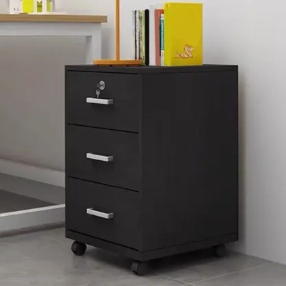 Minimalist Wooden Lockable Office Filing Cabinet with Wheels Image - 6