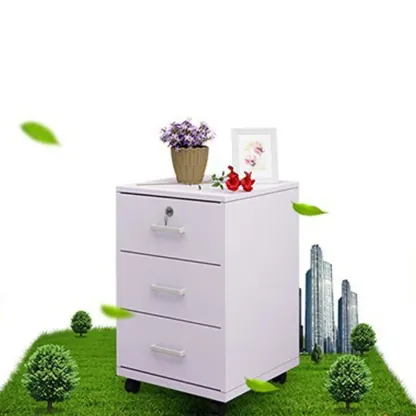 Minimalist Wooden Lockable Office Filing Cabinet with Wheels Image - 7
