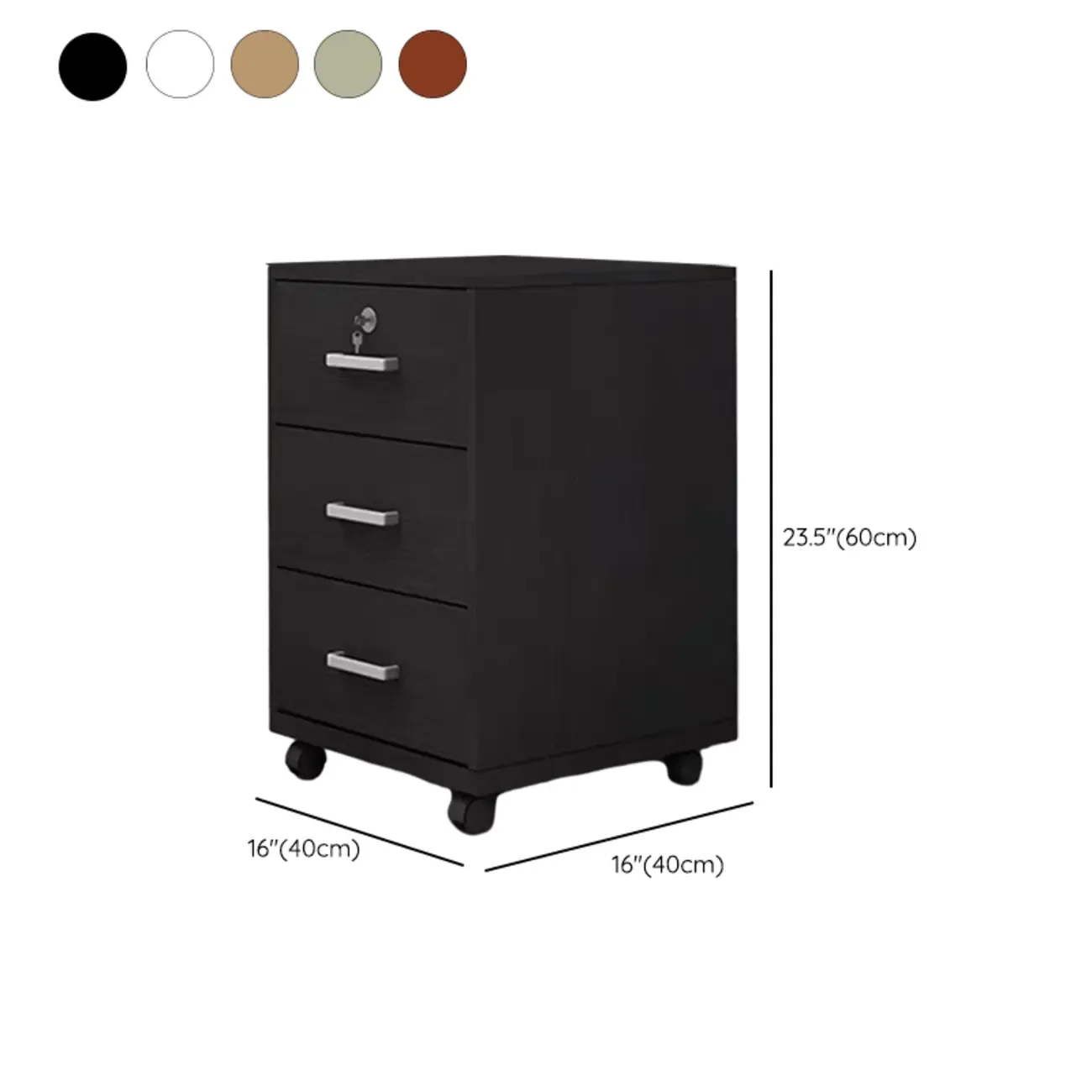 Minimalist Wooden Lockable Office Filing Cabinet with Wheels #size