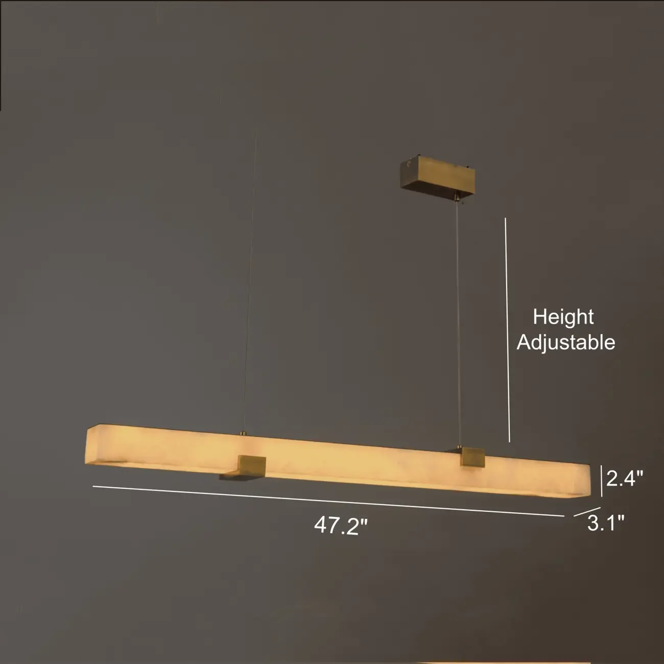 Alabaster Minimalist Slim Linear Pendant Island Light Image - 9