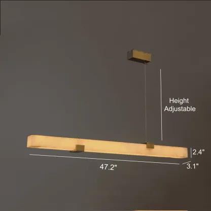 Alabaster Minimalist Slim Linear Pendant Island Light Image - 9