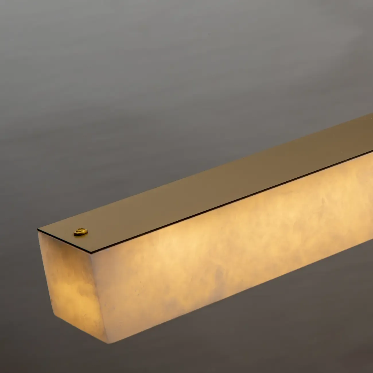 Kitchen Brass Slim Alabaster Linear Pendant Island Light Image - 6