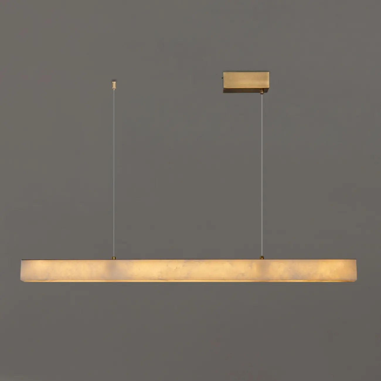 Kitchen Brass Slim Alabaster Linear Pendant Island Light Image - 3 | homeyfad