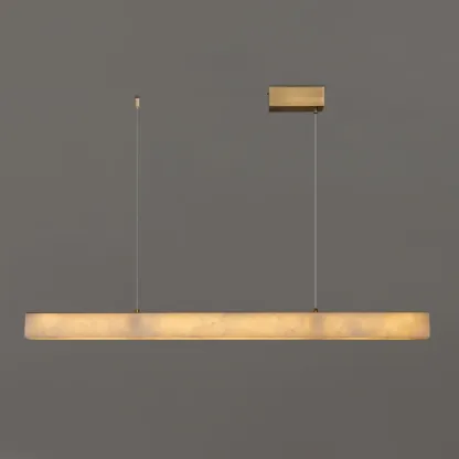 Kitchen Brass Slim Alabaster Linear Pendant Island Light Image - 3