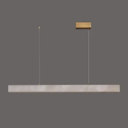 Kitchen Brass Slim Alabaster Linear Pendant Island Light Image - 4