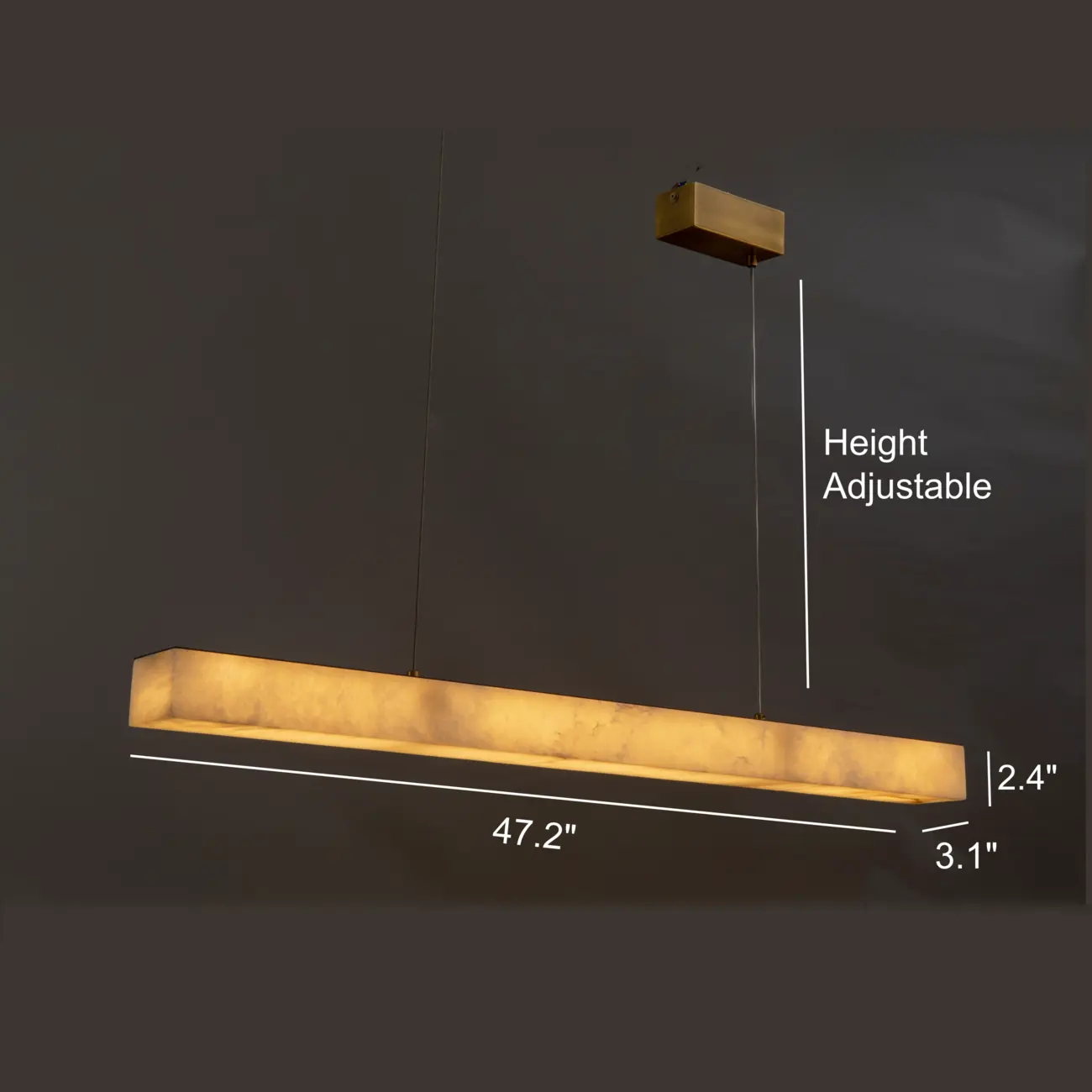 Kitchen Brass Slim Alabaster Linear Pendant Island Light Image - 8 | homeyfad